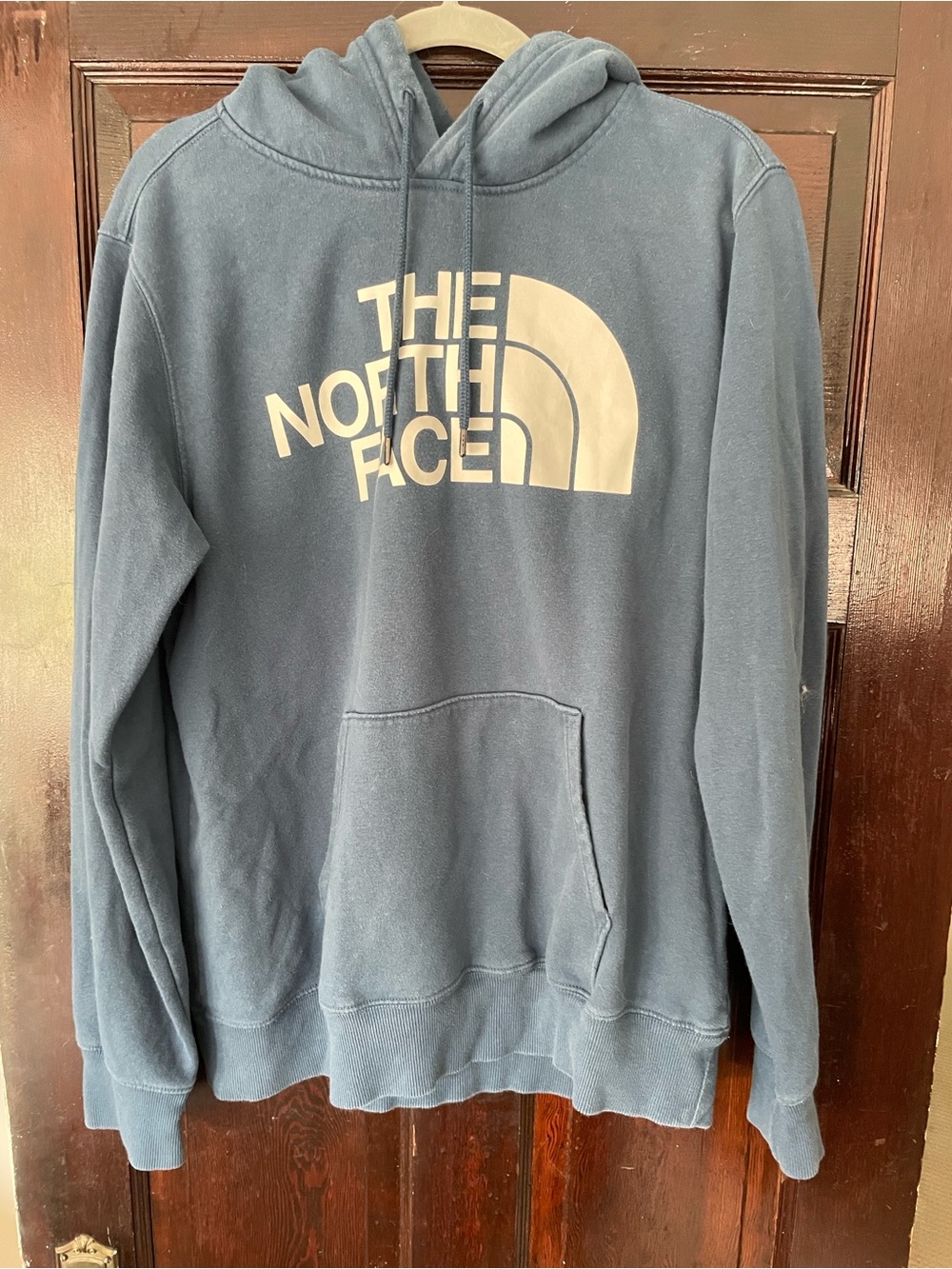 The North Face Men's Slate Blue Hoodie with White Logo